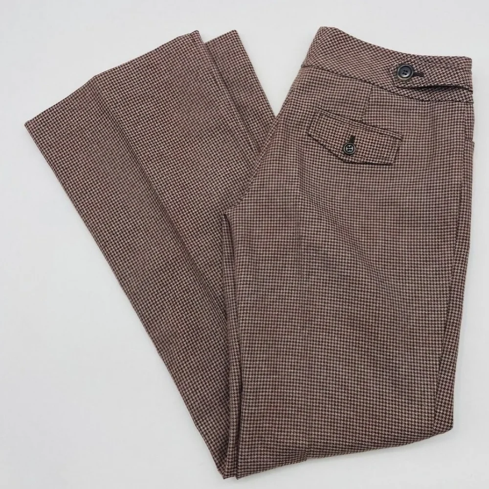 The Limited Brown Microcheck Straight-Leg Trousers